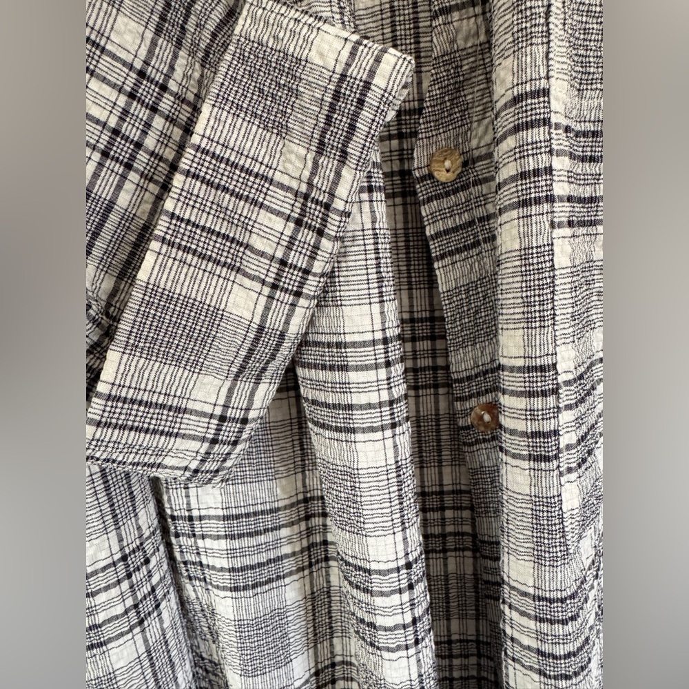 Show Me Your Mumu Leo Button Down Tunic Windowpane Plaid Large Pockets - Picture 7 of 9